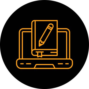 dizüstü bilgisayar ve kalem ikonu vektör çizimi