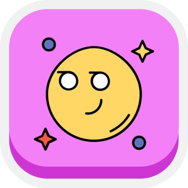 Basit dış hatlar biçiminde sevimli uzaylı yüz simgesinin vektör çizimi