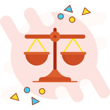 Adalet terazisinin simgesi düz bir tarzda. Vektör illüstrasyonu ölçekleri