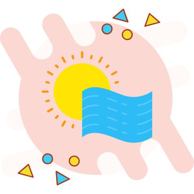 El çizimi güneş simgesi ile doldurulmuş dış hat biçimi