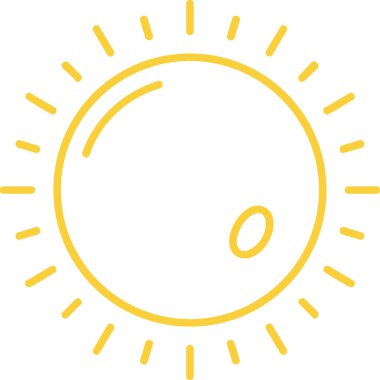 Güneş simgesi, vektör illüstrasyonu beyaz arkaplanda izole edildi