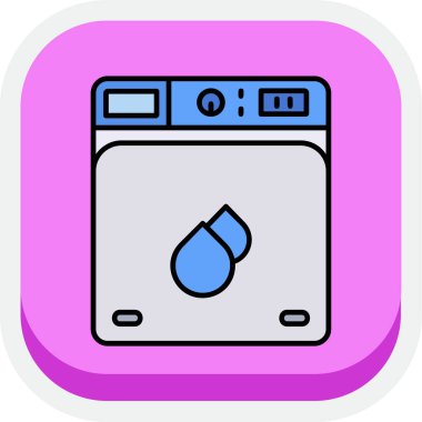 çamaşır makinesi simgesi, vektör illüstrasyonu