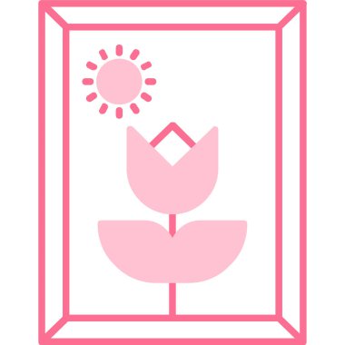 Beyaz arkaplandaki pembe çiçek simgesinin vektör çizimi