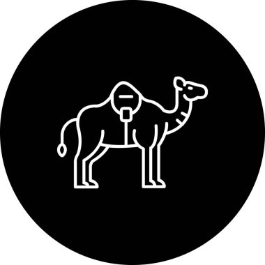 Şeffaf bir arkaplanda deve vektör çizimi. Birinci kalite semboller. Konsept ve grafik tasarım için ince çizgi simgesi.