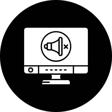 Hoparlör simgesi ile bilgisayar monitörü