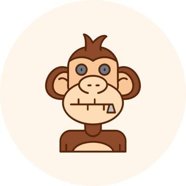 maymun ikonu. Çizgi film çizimi. maymun vektör simgesi.