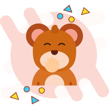 Eller ve kalp vektör tasarımlı sevimli bir ayı.