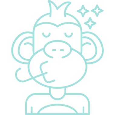 maymun ikonu. İnce çizgi çizimi. vektör izole çizgisi.