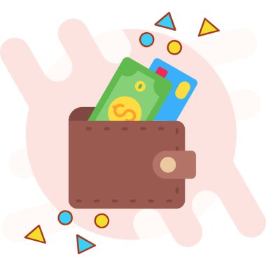 Para ikonlu cüzdan. düz tasarım biçim vektör çizimi