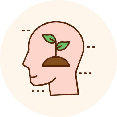 Bitkili bir insan beyninin vektör simgesi.