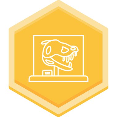 Dinozor çizgisi çokgen düğmeli vektör çizimi