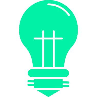 Ampul vektör simgesi. biçim düz sembol, yumuşak mavi renk, yuvarlak açılar, beyaz arkaplan.