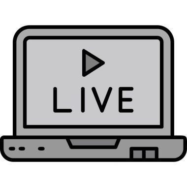 canlı yayın çizgisi simgesi, vektör işareti, beyaz arkaplanda izole edilmiş, çevrimiçi canlı konsept