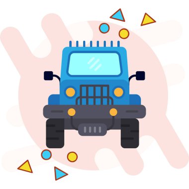 Sarı kurdeleli ve fiyonklu mavi bir arabanın vektör çizimi.