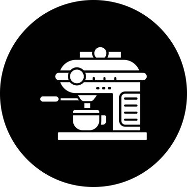 Kahve makinesi Glyph ters vektör simgesi çizimi