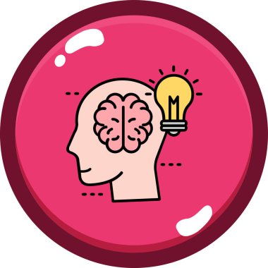 Ampul ikonlu beyin. vektör illüstrasyonu