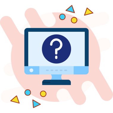 Soru işareti olan dizüstü bilgisayar. Çevrimiçi internetin vektör illüstrasyonu