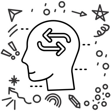 Yapay zeka beyin simgesi - ana hatlar biçiminde