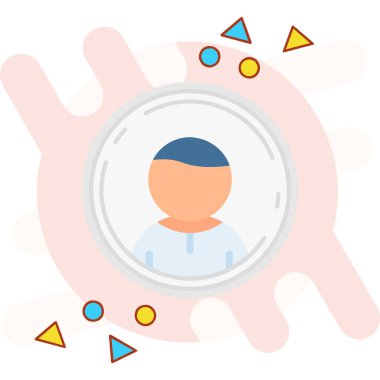 Yüzü ve elinde yıldız olan bir adam. İş konsepti, büyümenin büyümesi, gelişim. vektör illüstrasyonu