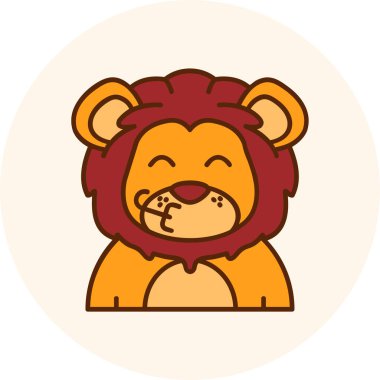 Şirin aslan maskotu tasarım vektör çizimi