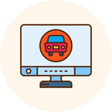 Bilgisayar ekranı ikon vektörü. İnce çizgi işareti. izole edilmiş sınır sembolü çizimi