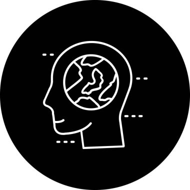 Dünya gezegeni vektör simgesi çizimine sahip beyin