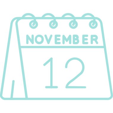 Takvimin 12 Kasım tarihli düz biçim simgesi
