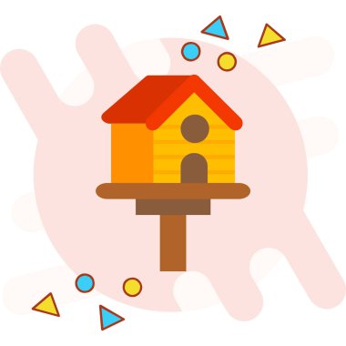 Ağaçlı ev, illüstrasyon, beyaz arka planda vektör