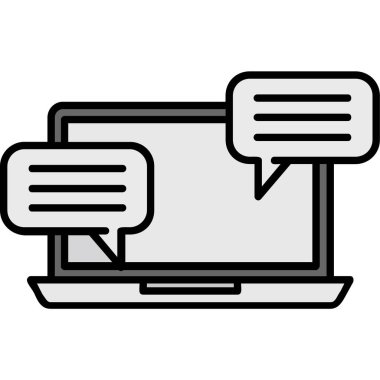 Sohbet baloncukları olan dizüstü bilgisayar