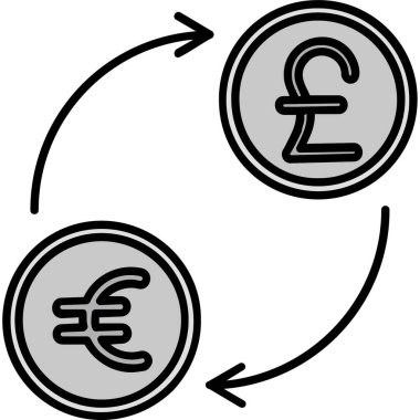 Para değişimi ikonu. Beyaz arkaplanda izole edilmiş web tasarımı için para değişim vektör simgesi taslağı
