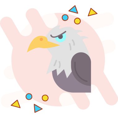 Şirin ve renkli papağan kuş çizgi filmi ikonu. düz dizayn. Vektör çizimi. beyaz arkaplanda izole.