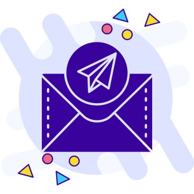 Beyaz arkaplanda harf simgesi olan renk çizgisi zarfı. e-posta mesajı. E- posta mesajı. Değişken rastgele dinamik şekiller. vektör illüstrasyonu