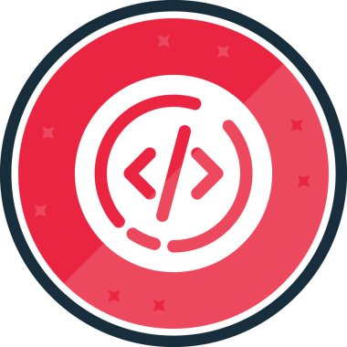 Kodlama vektör dairesi simgesi düz ikon, vektör illüstrasyonu. yazılım