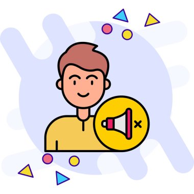 Elinde megafon ve konuşma balonu olan bir iş adamı.