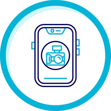 Akıllı telefon hattı simgesine sahip mavi akıllı saat beyaz arkaplanda izole edildi. Nesnelerle ilgili şeylerin interneti. Mavi daire düğmesi. vektör illüstrasyonu