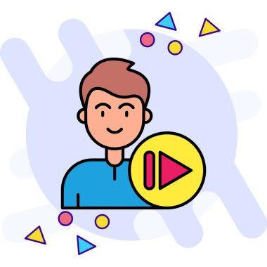 video oynatıcı kulaklık vektör çizim tasarımı ile