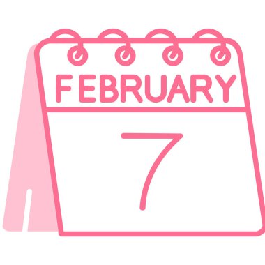 Şubat 7 takvim simgesi tasarımı, vektör illüstrasyonu