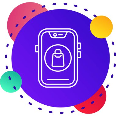 Alarm simgesine sahip renkli akıllı telefon beyaz arkaplanda izole edildi. Çalar saat. Şeylerin interneti. Gradyan dinamik şekiller. vektör illüstrasyonu