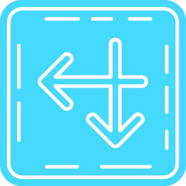 Sola dön simgesi. Vektör illüstrasyon biçimi ikonik bir semboldür. yumuşak mavi renk sembolü.