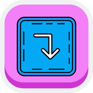 Mavi arkaplanda ana çizgi ok simgesi izole edildi. Ok ucu sembolü. İşaretleyici ok. Vektör. Turkuaz kare düğme. vektör.