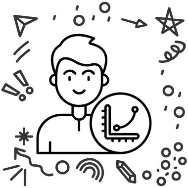 İnsan ve teknoloji ikonu. vektör illüstrasyonu