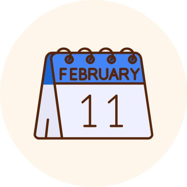 24 Şubat 'ta. düz renk takvim simgesi. Basit vektör illüstrasyonu