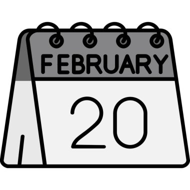 Şubat 20 Tek günlük takvim üzerinde rd tarih