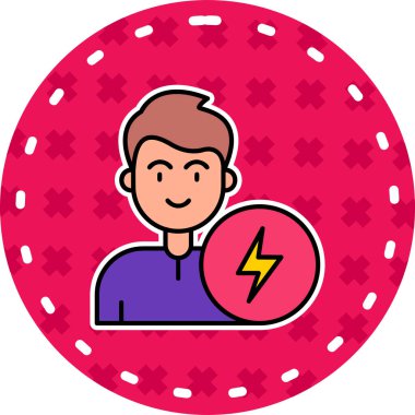 Yuvarlak ikonu olan tek bir adamın vektör çizimi