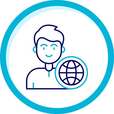 Elinde küresi olan bir adamın vektör çizimi