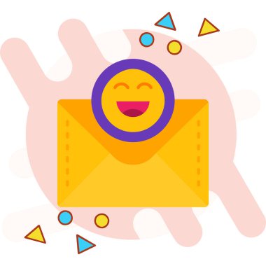 Mutlu yüz vektörü çizimi olan bir mektubu tutan el.