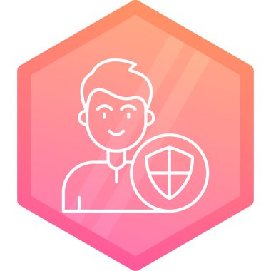 Altıgen içinde altı köşeli bir adamın vektör çizimi