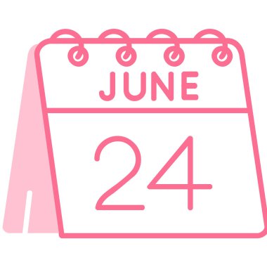 Pembe ve pembe haziran takvimi. Bir ikon. vektör illüstrasyonu.