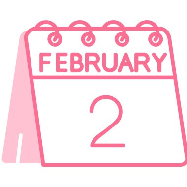 Şubat 2 düz stil simgesi takvim simgesi ve tarih, düz stil. vektör illüstrasyonu