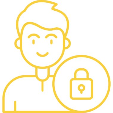 Kilit simgesi olan adam, vektör çizimi